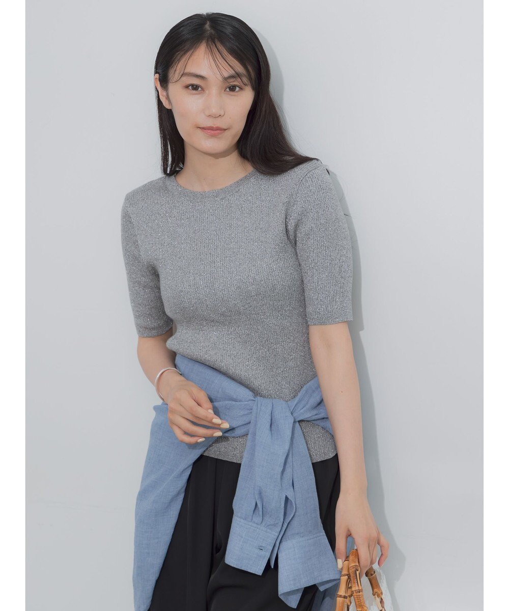 Te chichi ラメメランジリブニット 
