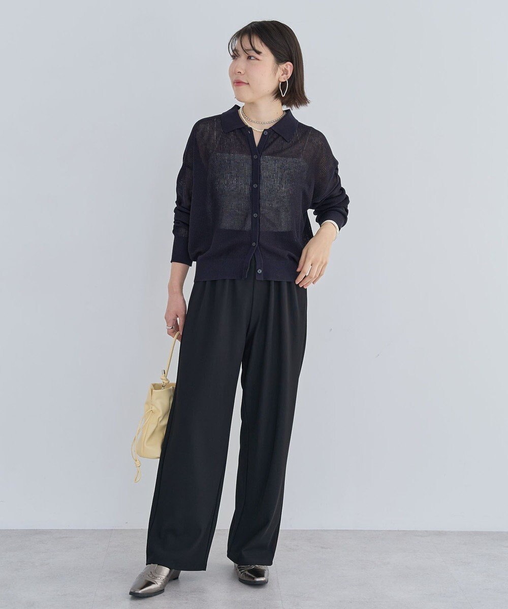 Green Parks 衿つきメッシュニットプルオーバー 