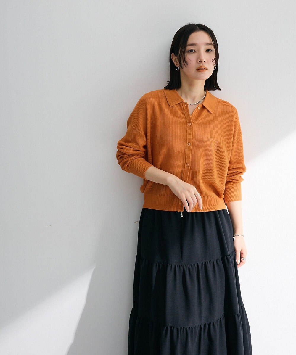 Green Parks 衿つきメッシュニットプルオーバー 