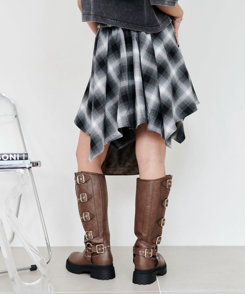 WEGO チェックシャツイレヘムミニスカート 