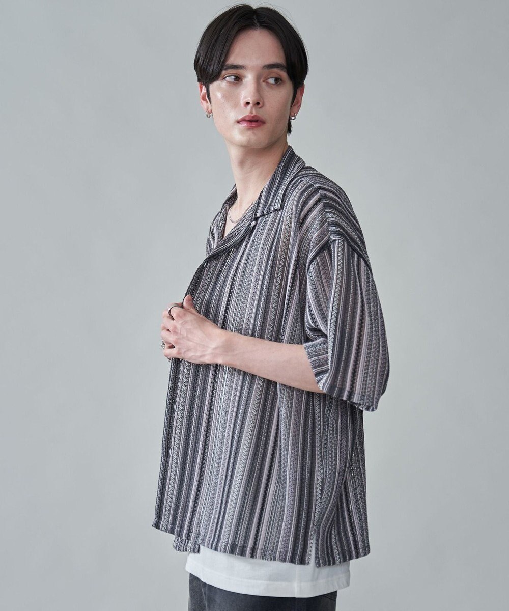 WEGO ストライプメッシュBIGシャツ（SS） 