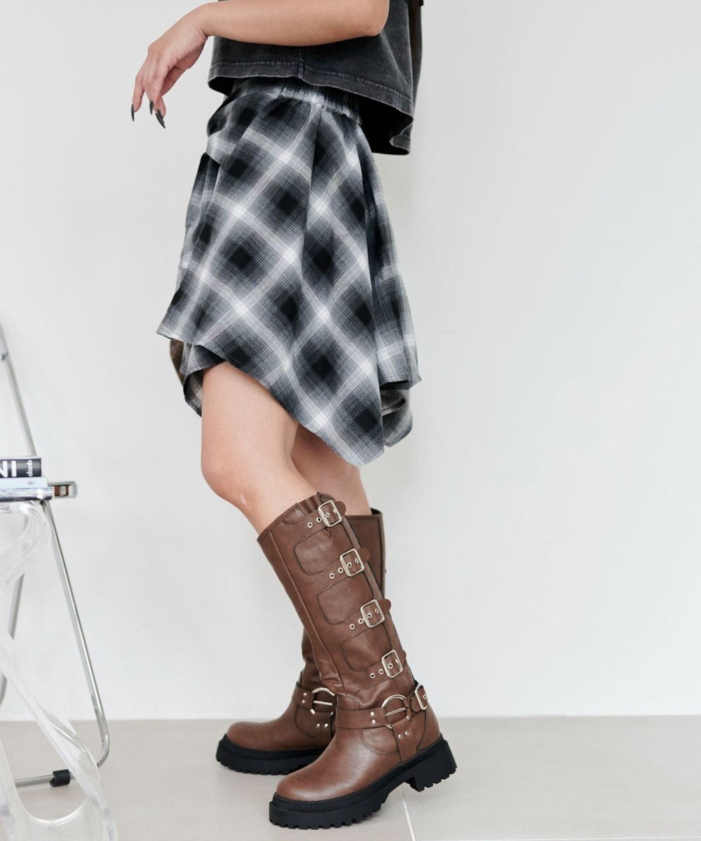 WEGO チェックシャツイレヘムミニスカート 