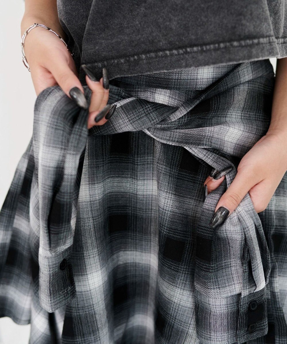 WEGO チェックシャツイレヘムミニスカート 