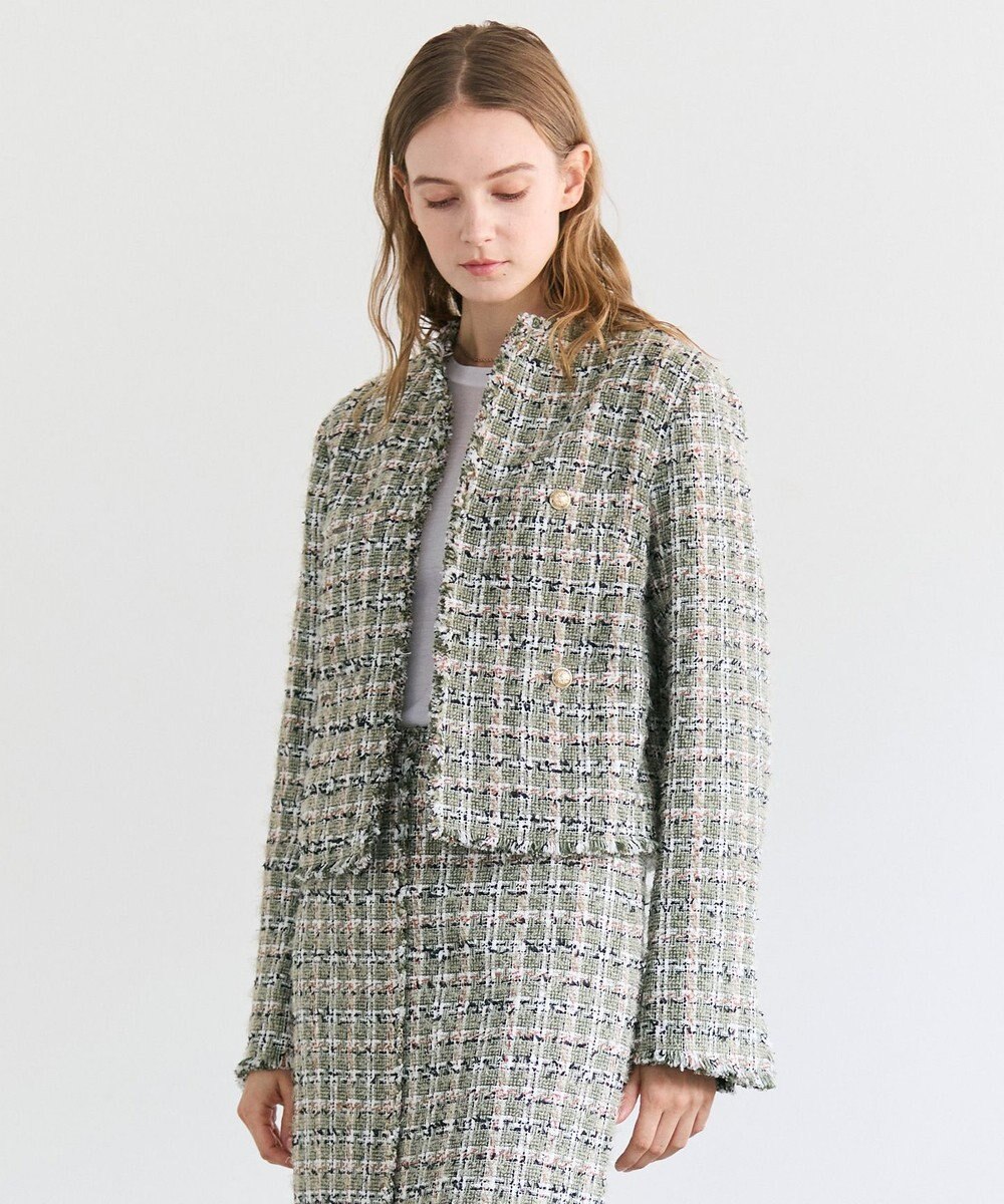 BEIGE， BERYL / ファンシーツイードノーカラージャケット 