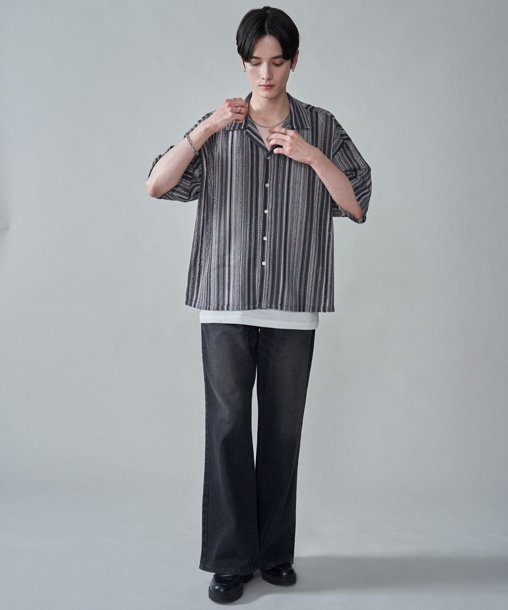 WEGO ストライプメッシュBIGシャツ（SS） 