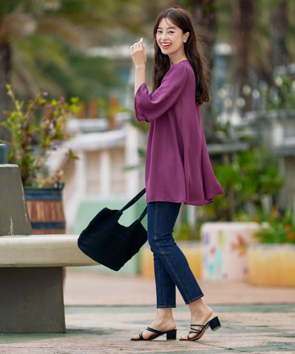 Tiaclasse 【洗える】レイヤードスリーブシフォンチュニック 