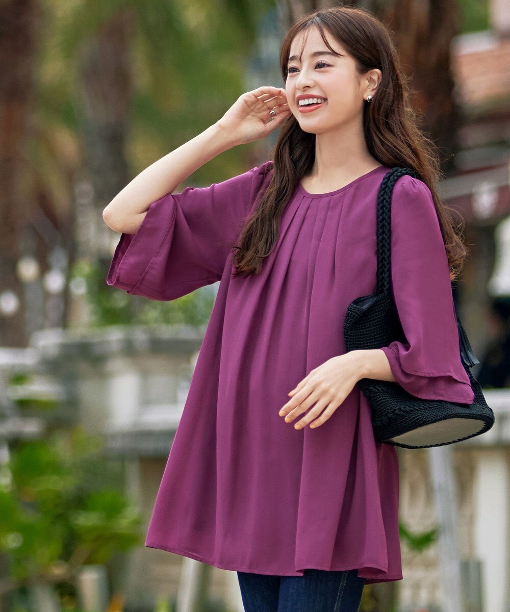 Tiaclasse 【洗える】レイヤードスリーブシフォンチュニック 