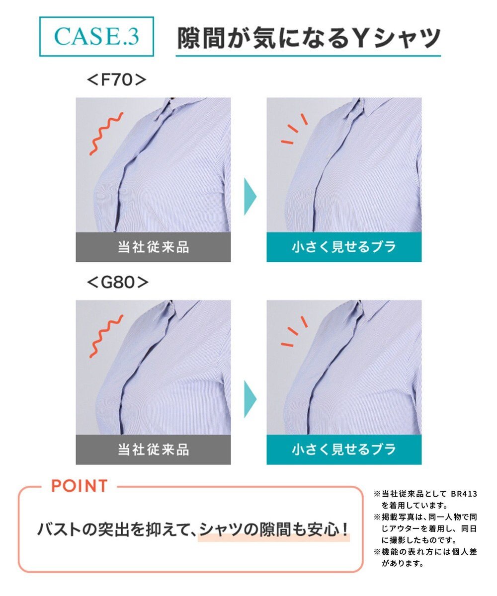 WACOAL 【小さく見せるブラ】 シンプル ブラジャー 着やせ効果 コンパクトにメイク バストの突出をおさえる 背中の段差を軽減 大きいサイズ レディース BRB452 /ワコール 