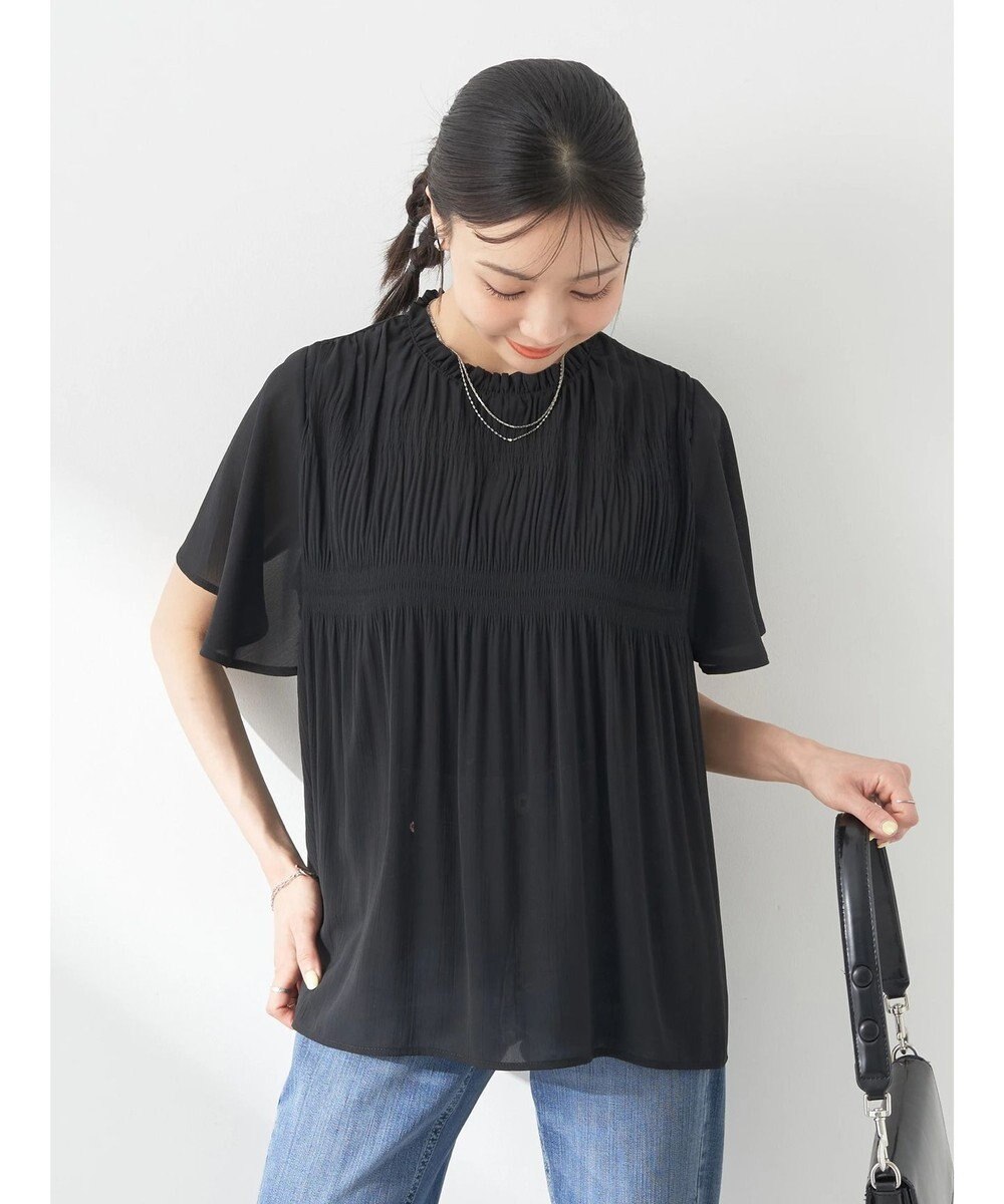 earth music&ecology マジョリカプリーツ半袖ブラウス 