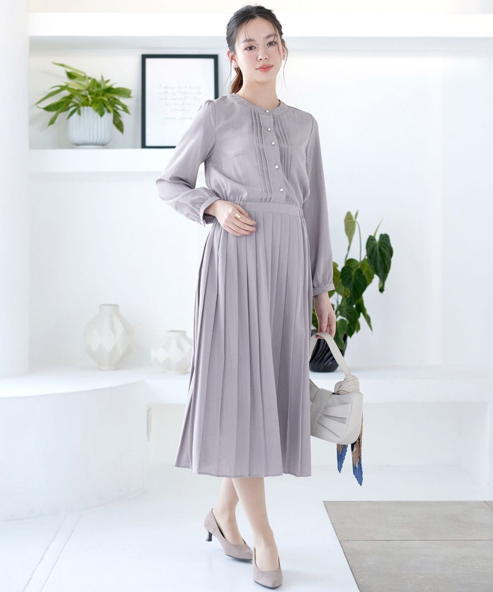 Tiaclasse パールボタンプリーツワンピース 