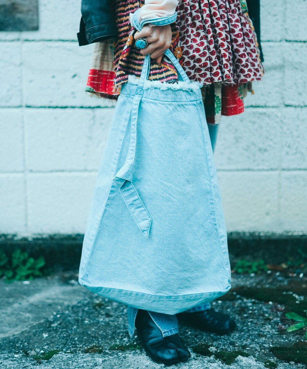woadblue 【157】DENIM TIE TOTE デニムトートバッグ アイスブルー 