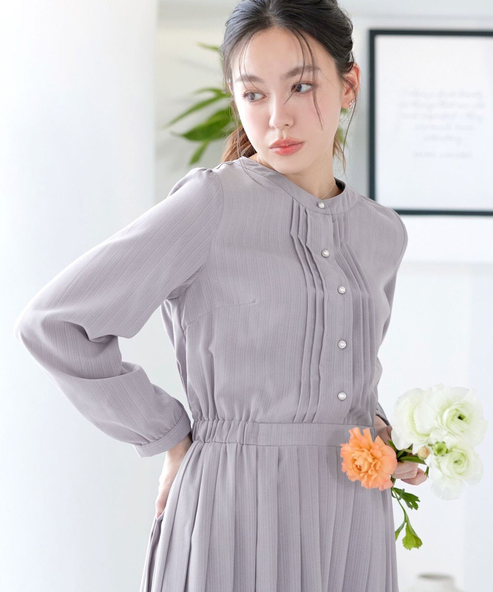 Tiaclasse パールボタンプリーツワンピース 