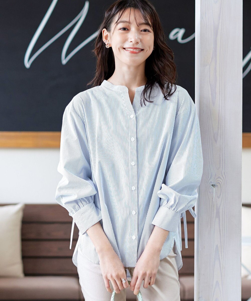 Tiaclasse 【洗える】ドロストギャザー袖シャツチュニック 