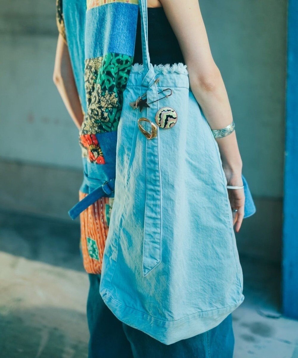 woadblue 【157】DENIM TIE TOTE デニムトートバッグ アイスブルー 