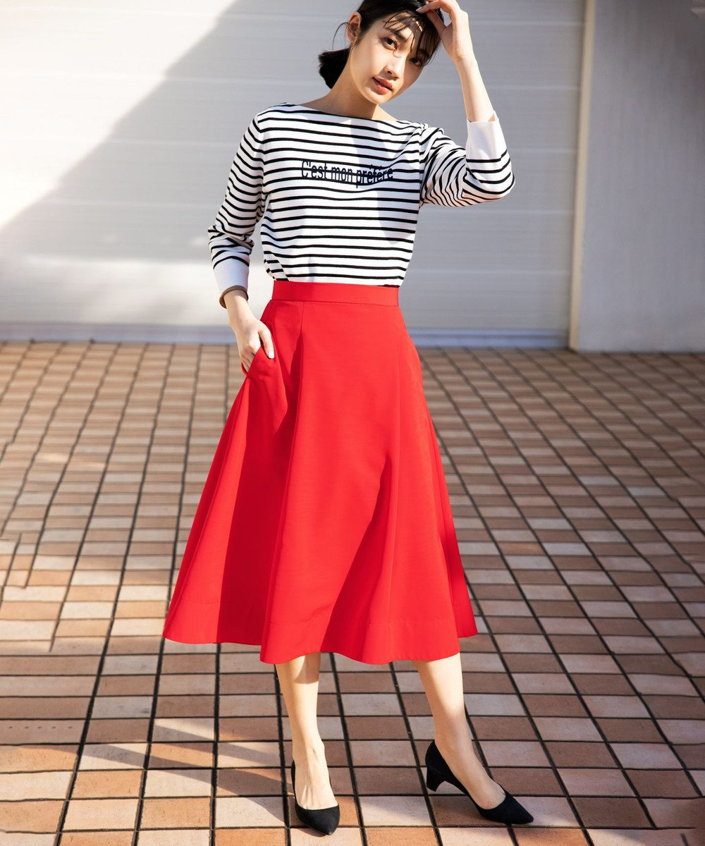 high twist cotton cable-knit skirt フリー　赤