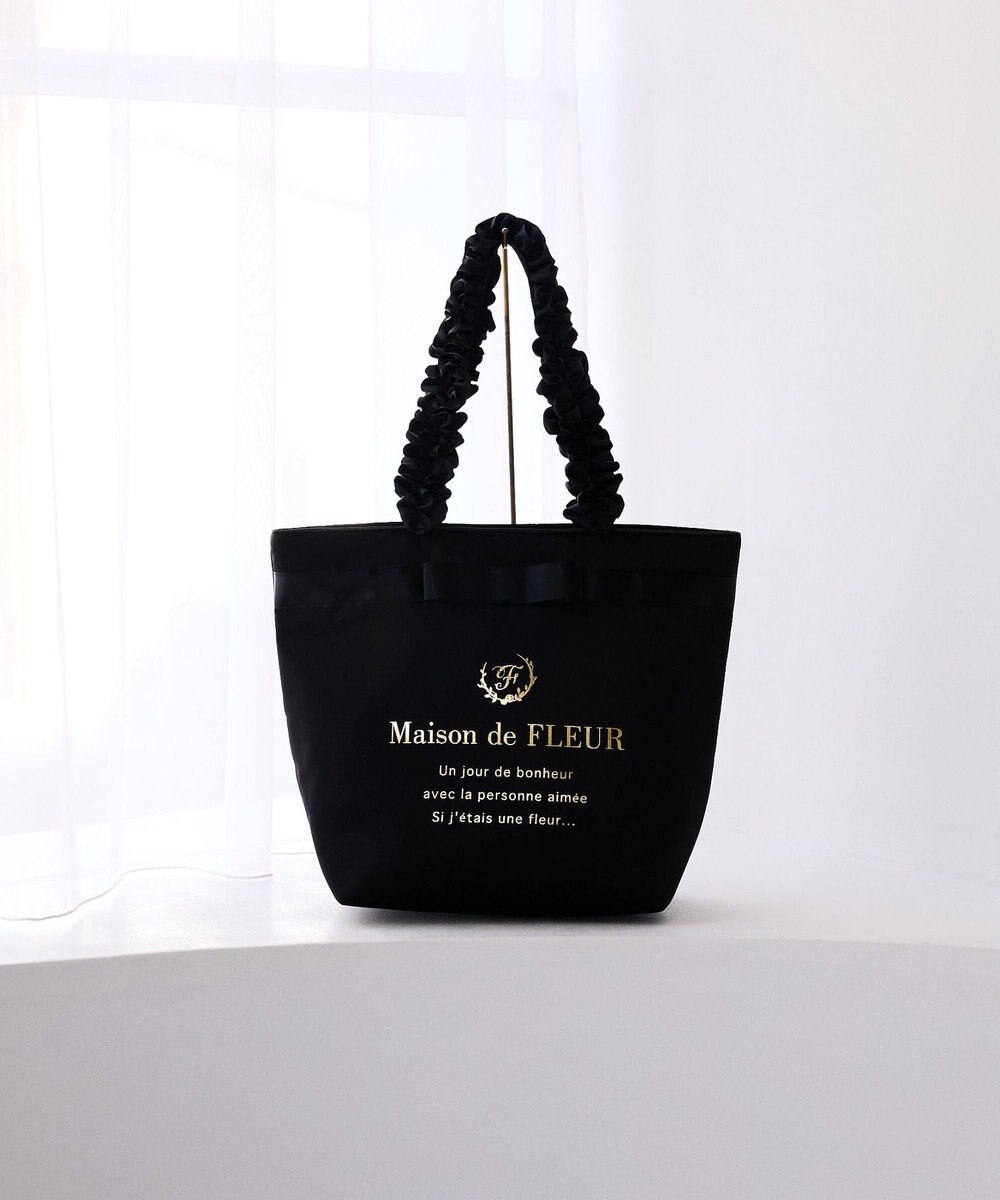 Maison de FLEUR ブランドロゴフリルハンドルトートＭバッグ 