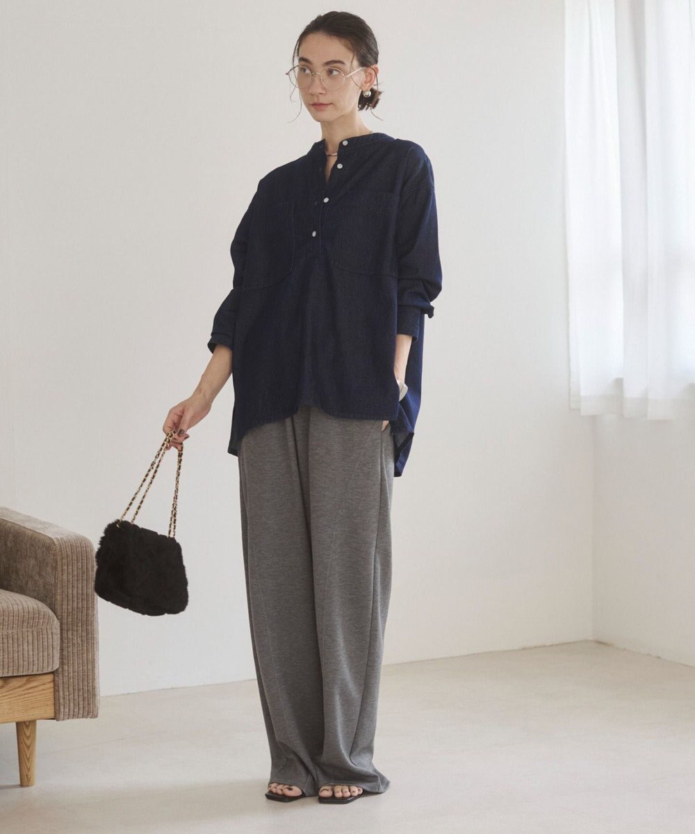 WEGO 【ANGIE VINTAGE】襟が選べる デニム プルオーバー シャツ（バンドカラー/レギュラー） 