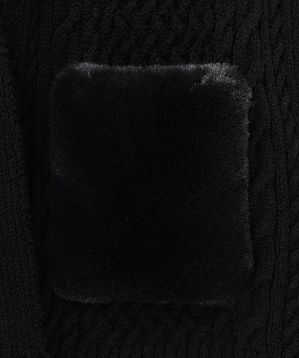 自由区 【洗える】アランパターンファーコンビ ニットガウン 