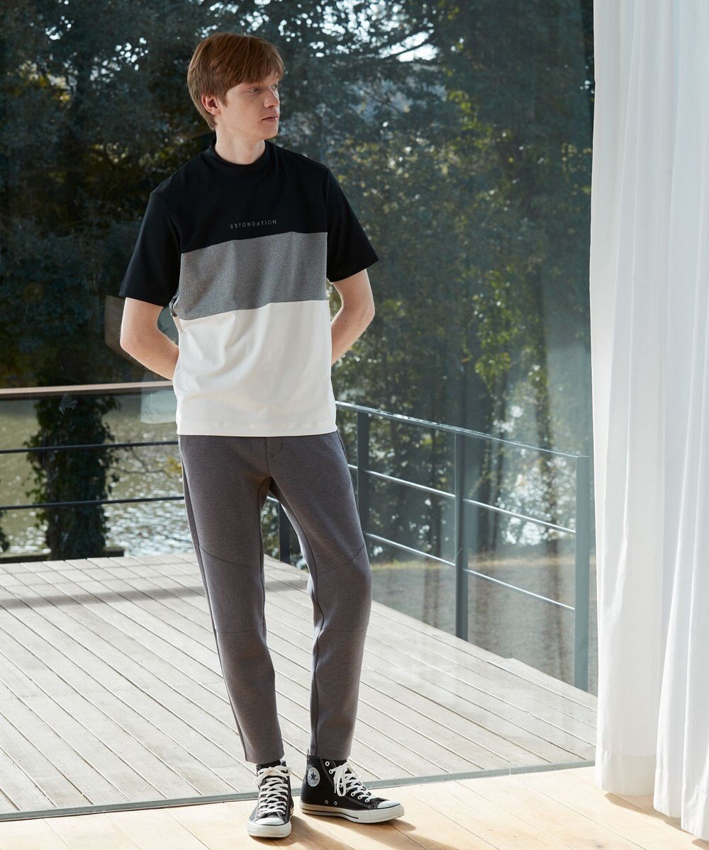 23区GOLF 【23Fondation】カラーブロック モックネックシャツ 一枚で主役級 ストレッチ性◎ 