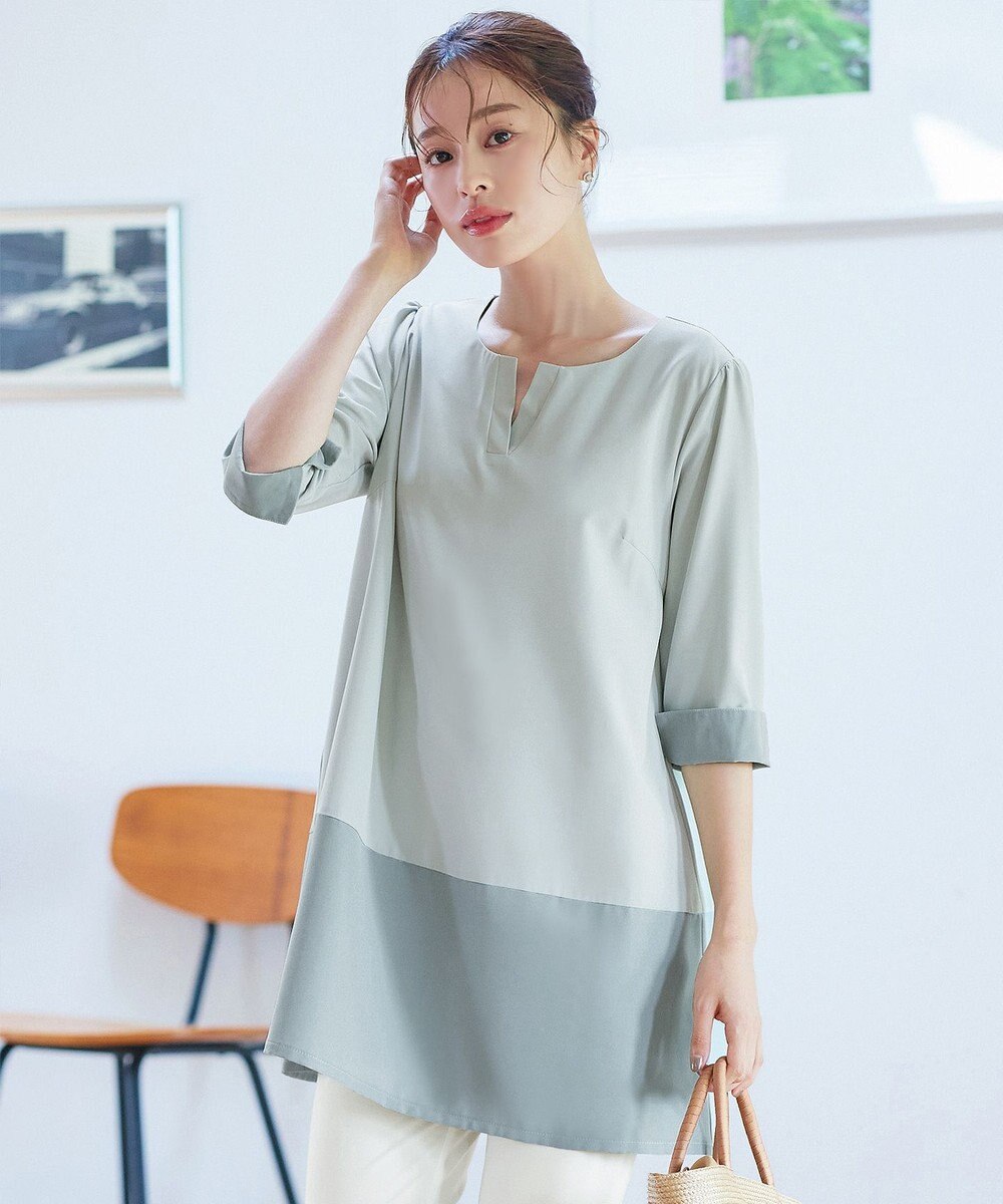 Tiaclasse L 【洗える】バイカラーチュニック 