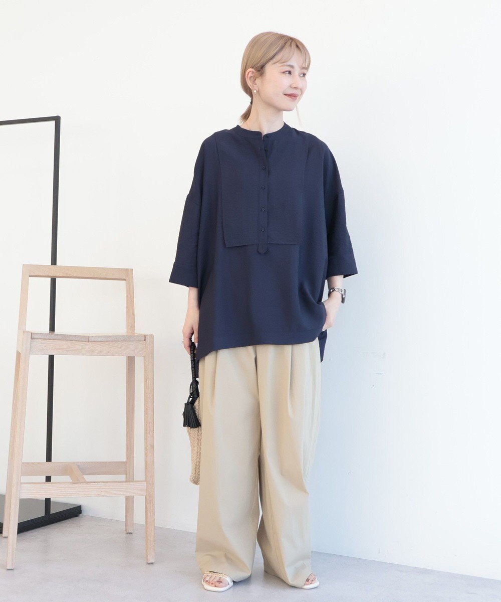 AMERICAN HOLIC 【WEB限定】接触冷感バンドカラーシャツチュニック 