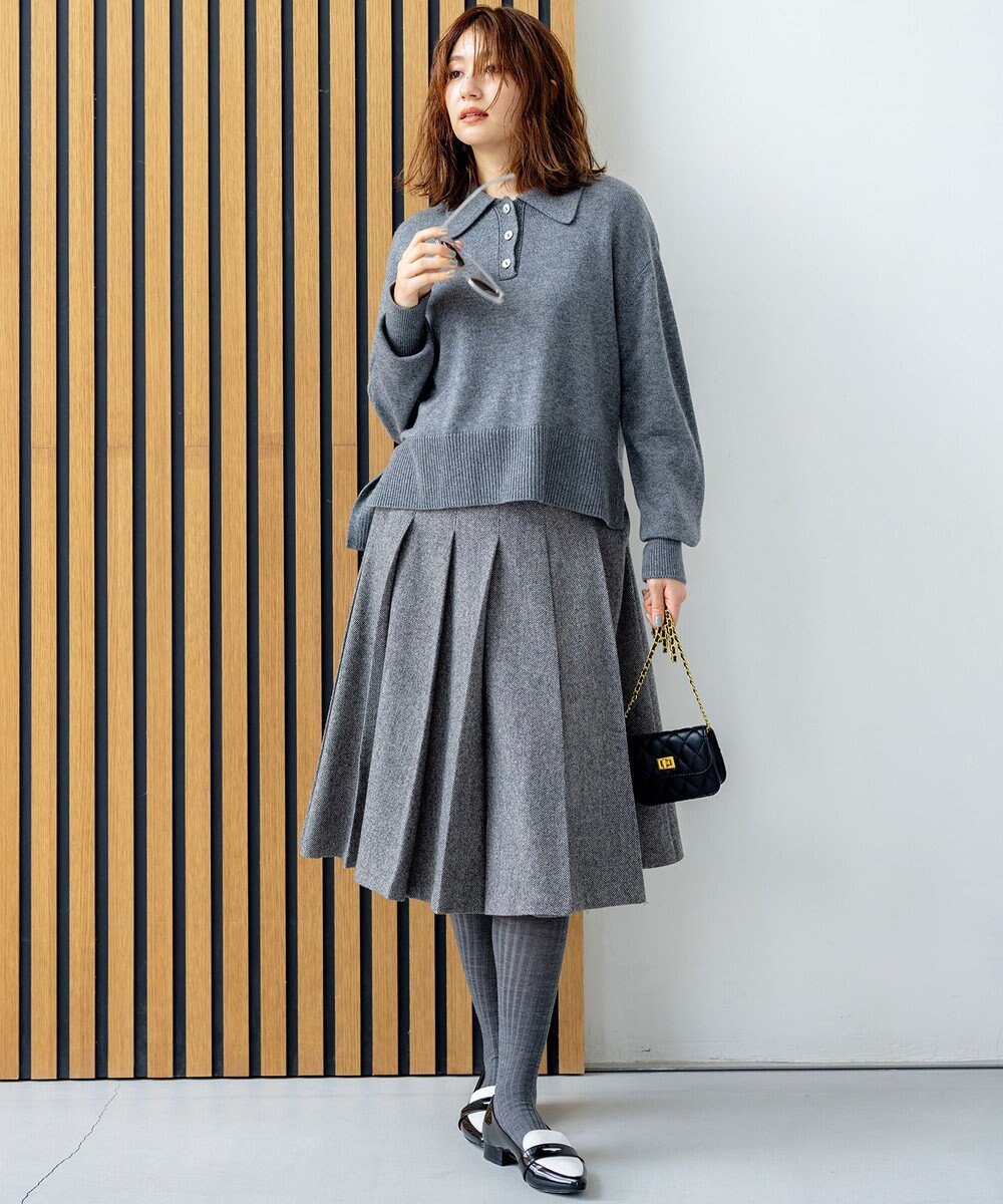 組曲 L 【WEB限定】ネコアシツィード プリーツスカート 