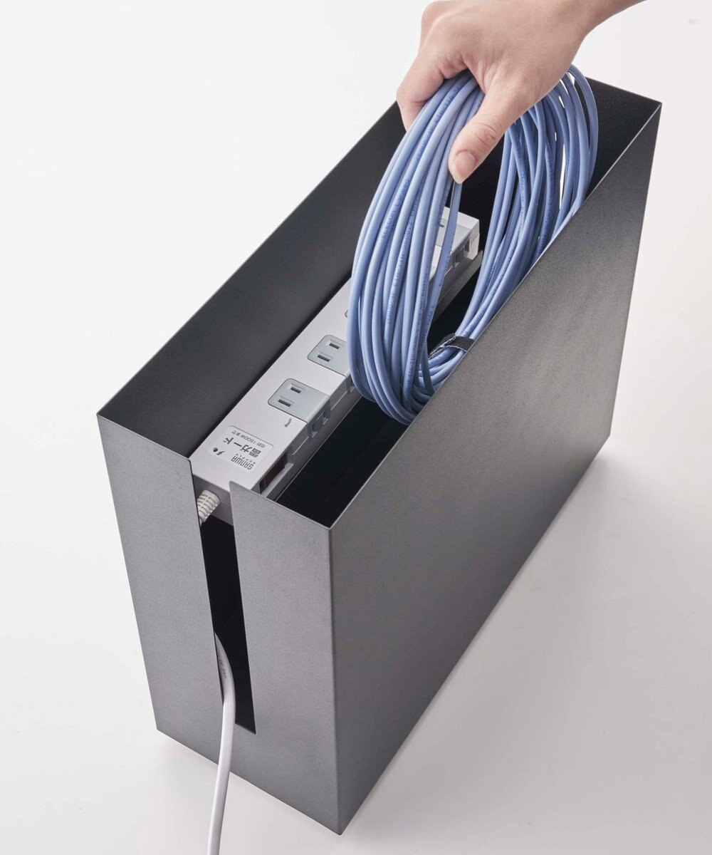 tower キャスター付きケーブル収納ラック タワー ブラック 