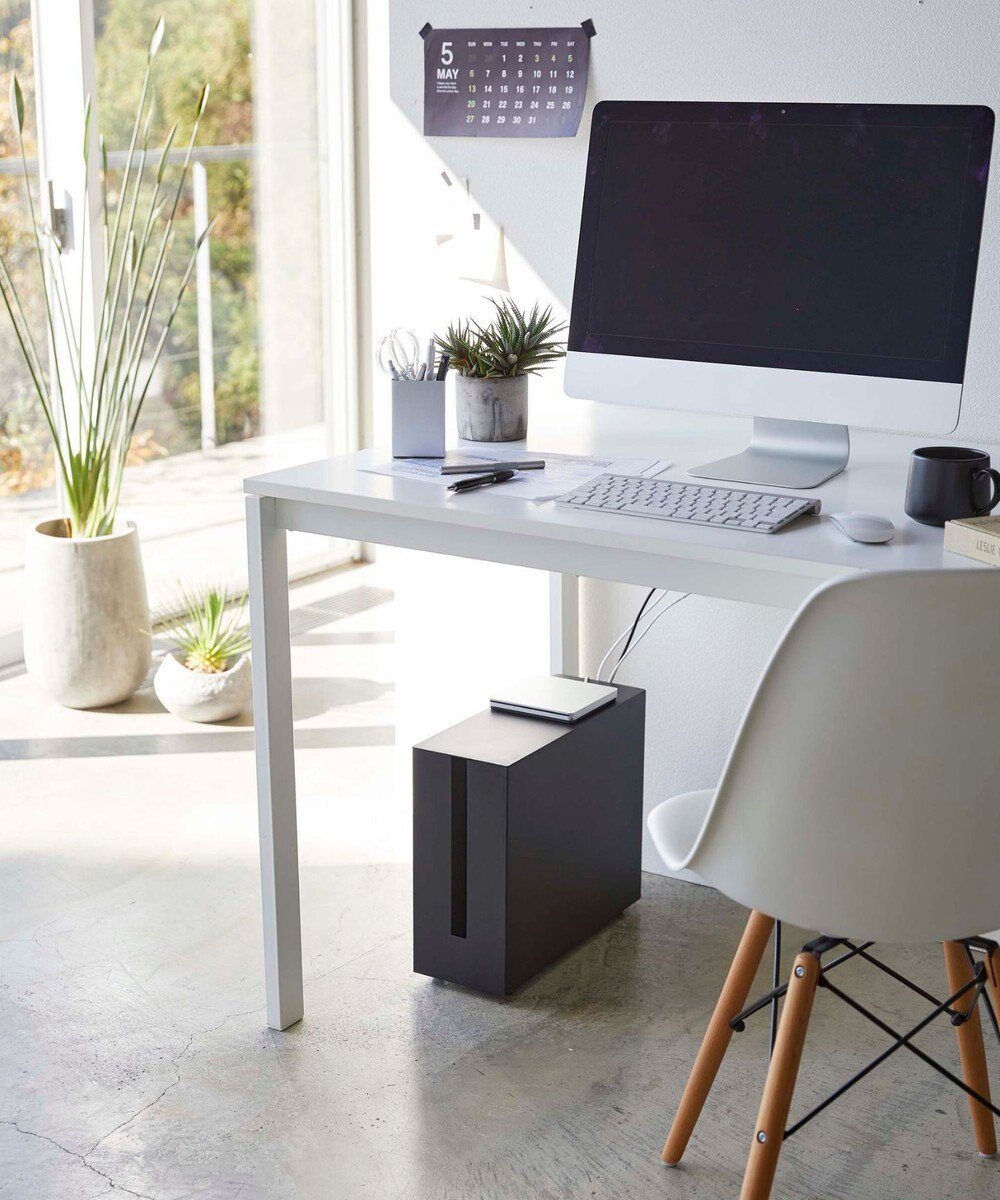 tower キャスター付きケーブル収納ラック タワー ブラック 