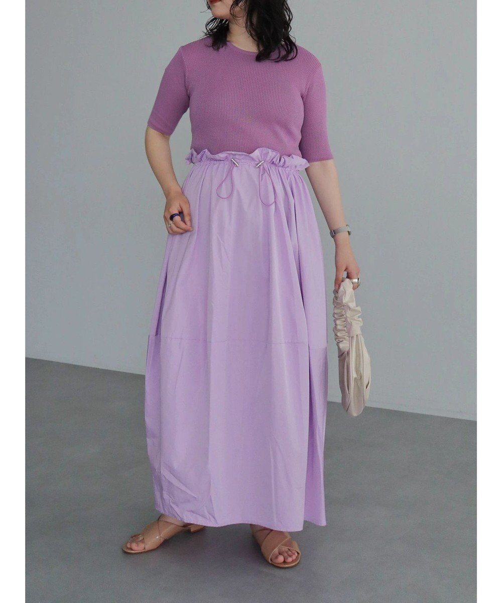 Green Parks ランタン型ニットドッキングタフタワンピース 