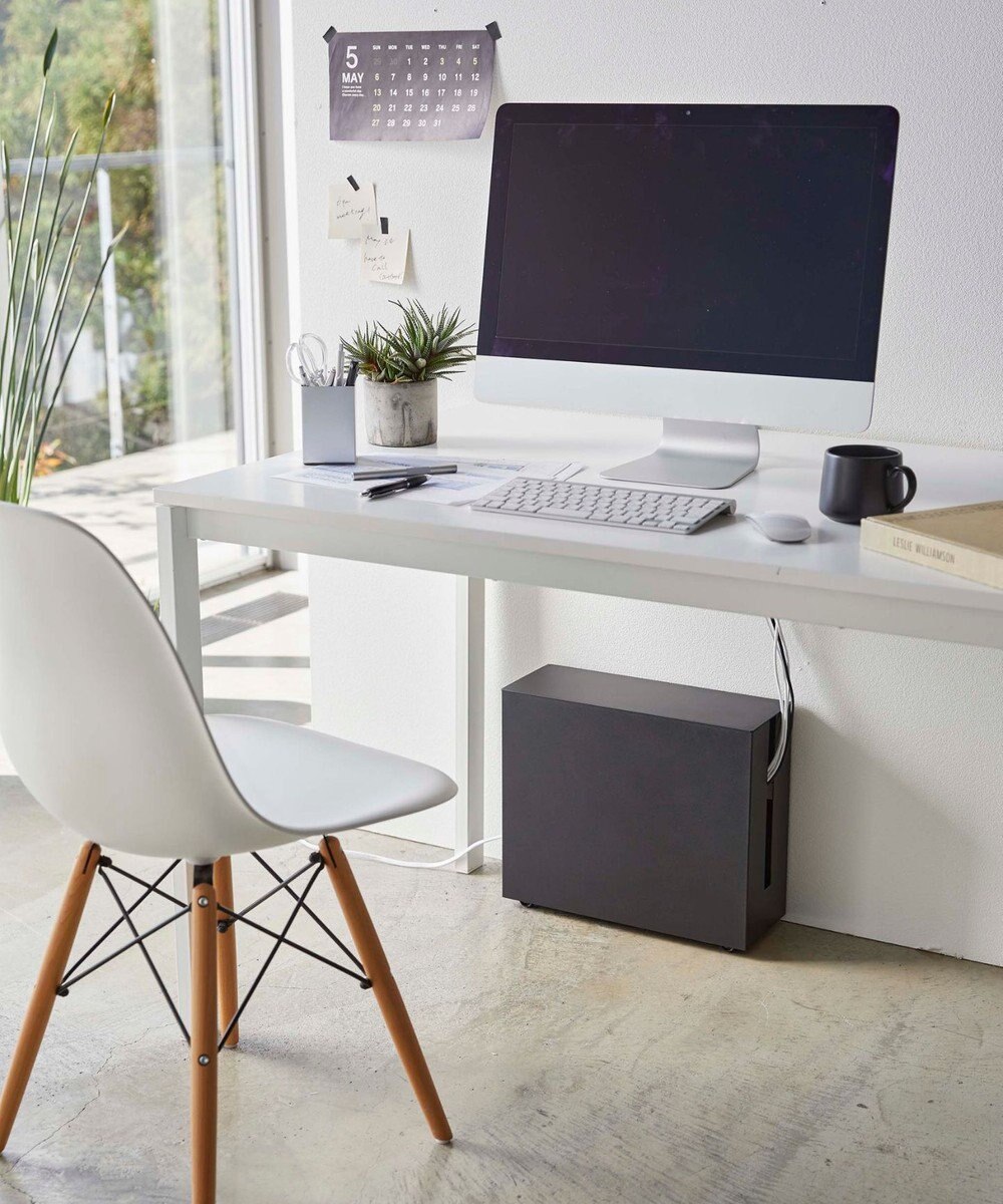 tower キャスター付きケーブル収納ラック タワー ブラック 