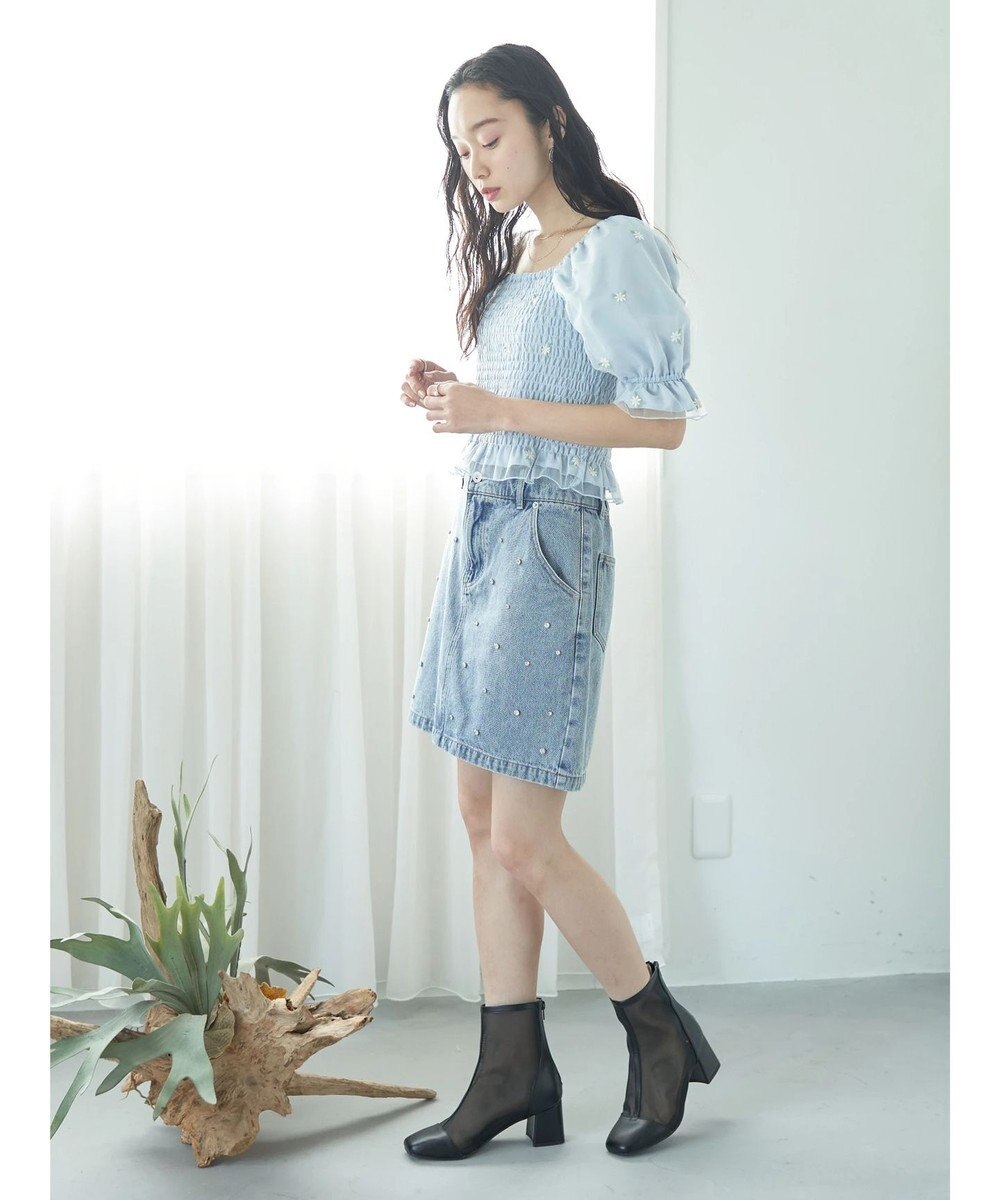 earth music&ecology フラワー刺繍ブラウス 