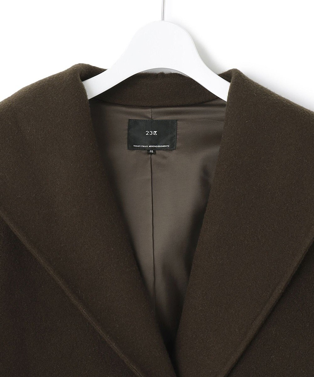 23区 ウールリバー フード付き ミドル丈コート 