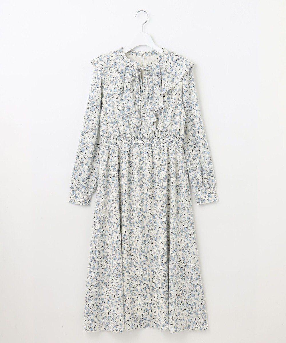 Feroux 【洗える】フラワープリントラッフル ワンピース 