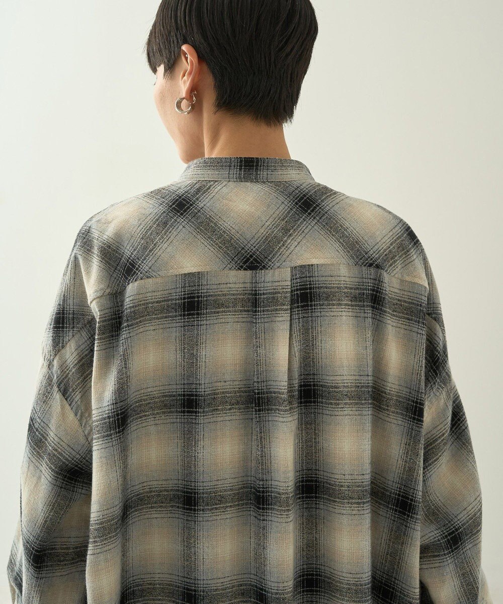 AMERICAN HOLIC バンドカラーチェックシャツワンピース 