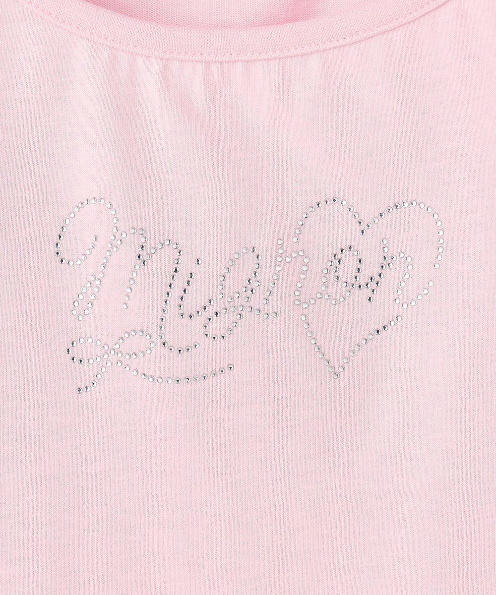 ANY KIDS 【綿100%】肩リボン×ラインストーンロゴ 半袖Tシャツ 