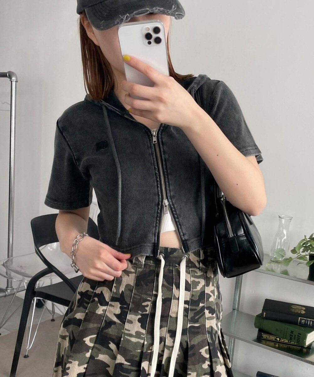 WEGO リブハンソデジップパーカー 