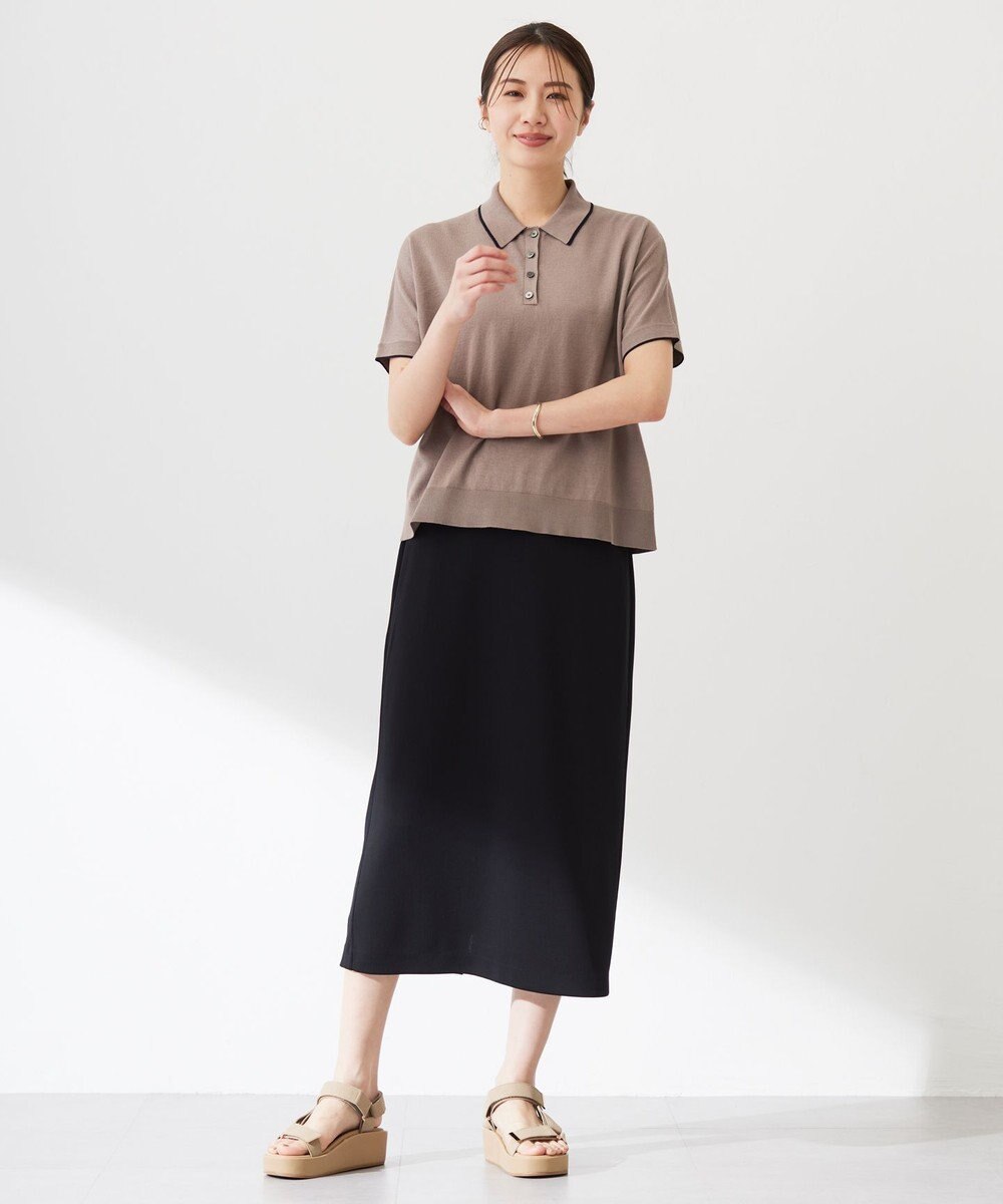 J.PRESS LADIES L 【洗える】ドライコットン ポロ ニット 