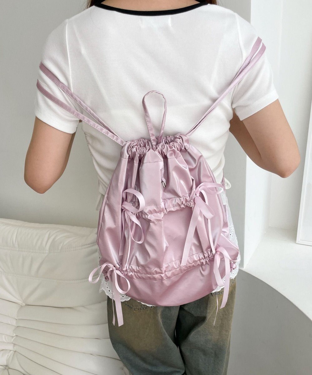 WEGO ドロストリボンギャザーナップサック 