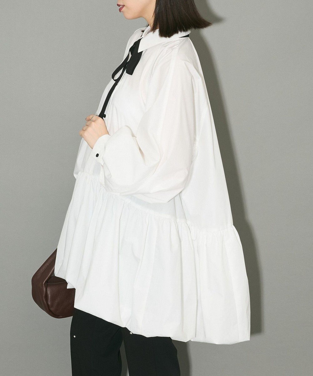 Green Parks ボウタイリボン付裾バルーンシャツワンピースⅡ 