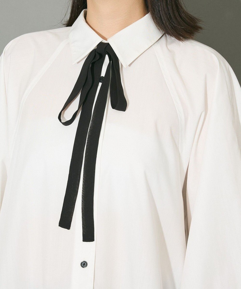 Green Parks ボウタイリボン付裾バルーンシャツワンピースⅡ 