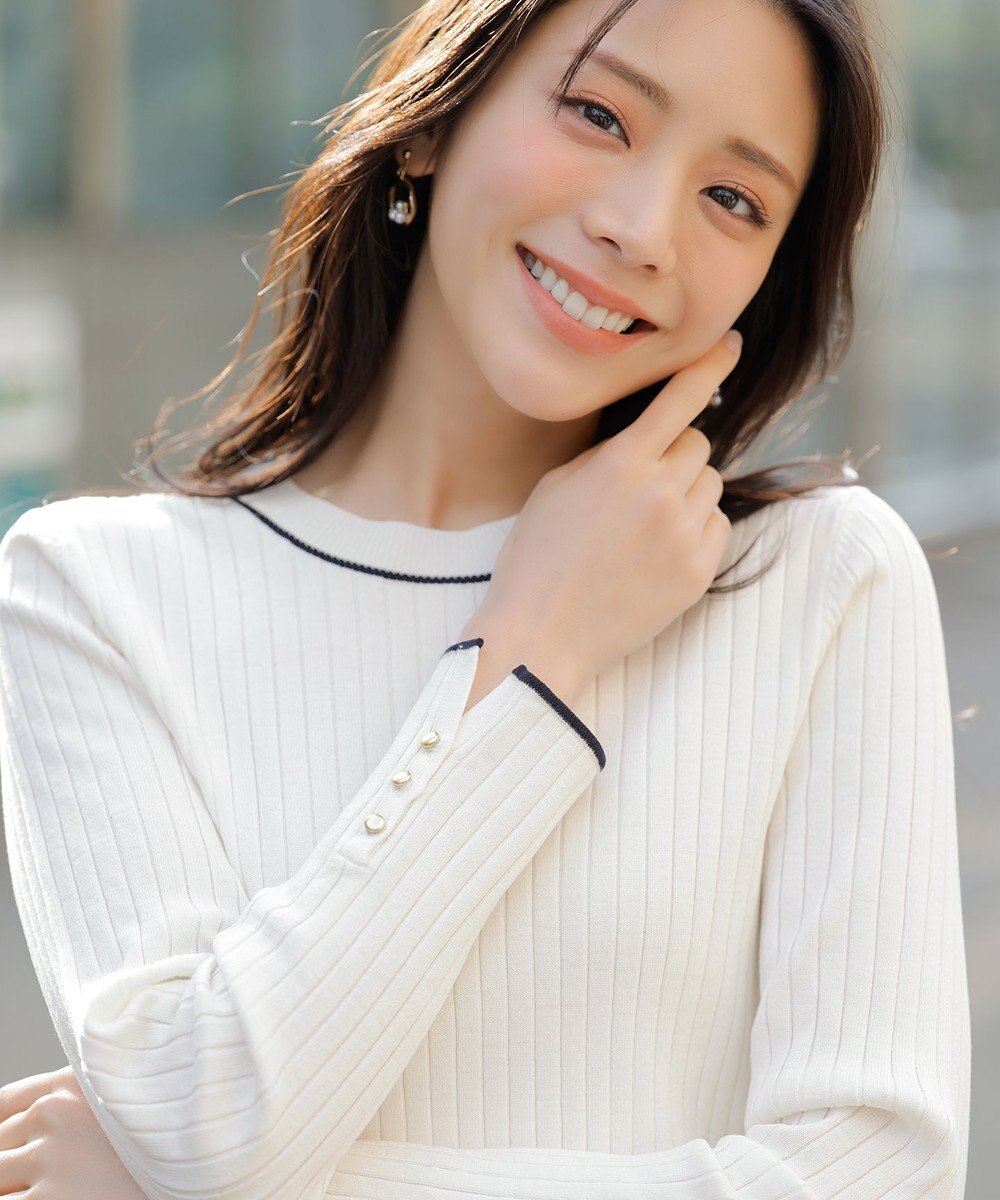 ANY SIS フープパール調ストーン イヤリング 