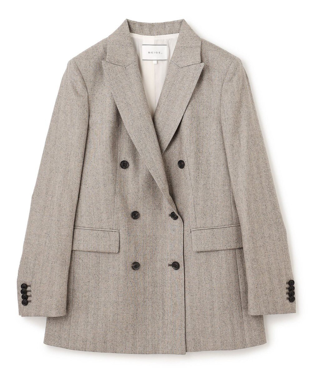 BEIGE， NATION / ウールヘリンボーンダブルジャケット 