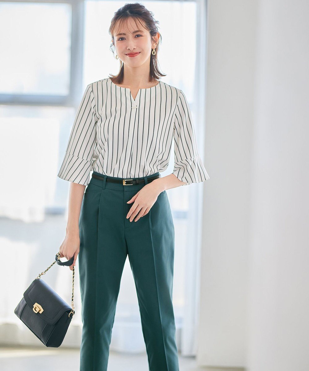 ANY SIS 【接触冷感・吸水速乾・UVケア】エアリードレープスムース 七分袖 ブラウス 