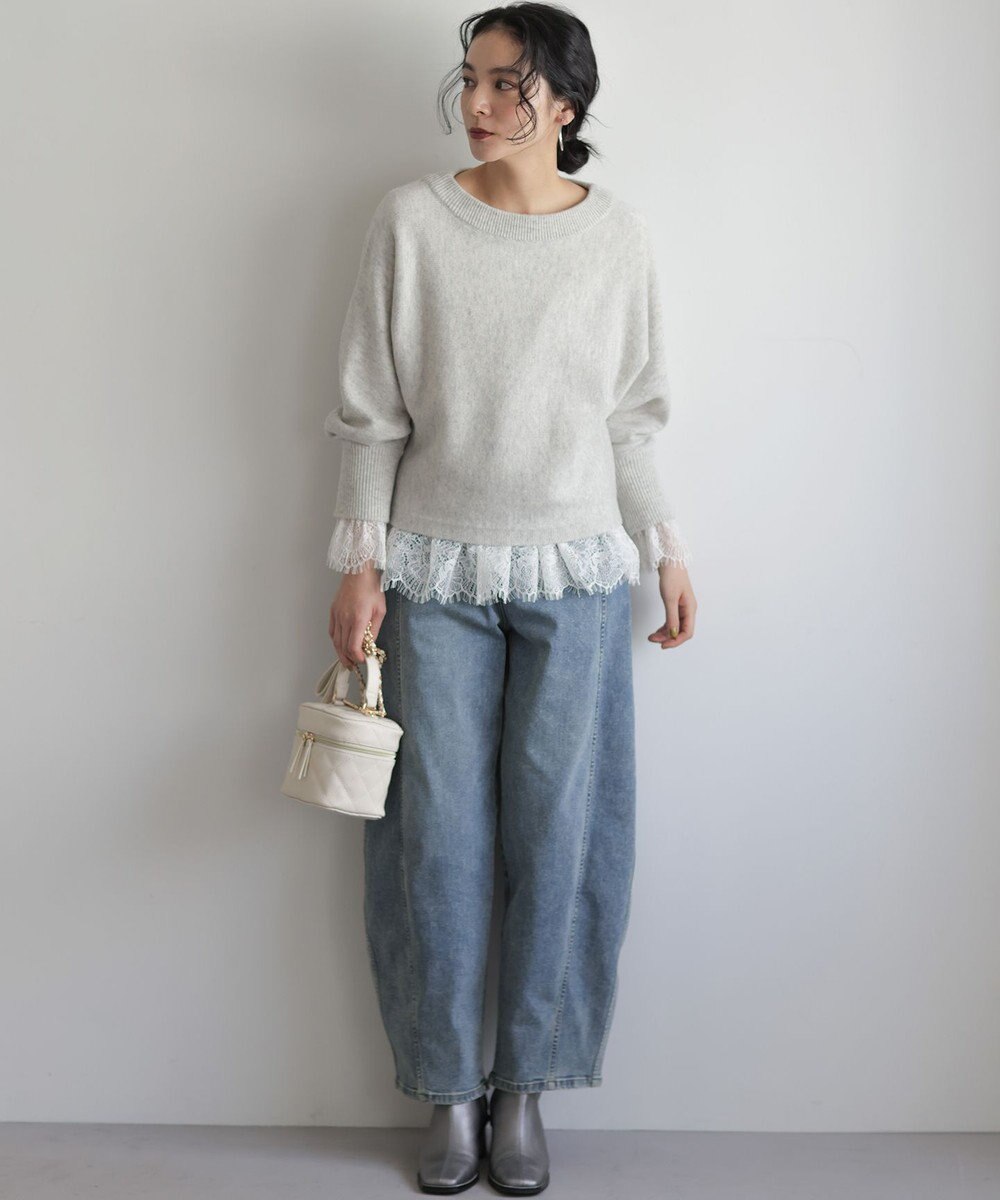 組曲 【加藤ローサさん着用】ウールカシミヤミックスボートネック ニット 