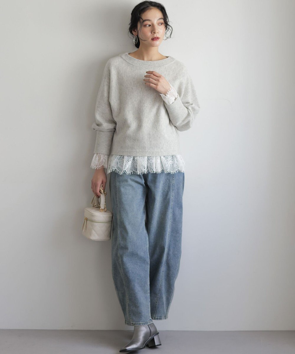 組曲 【加藤ローサさん着用】ウールカシミヤミックスボートネック ニット 