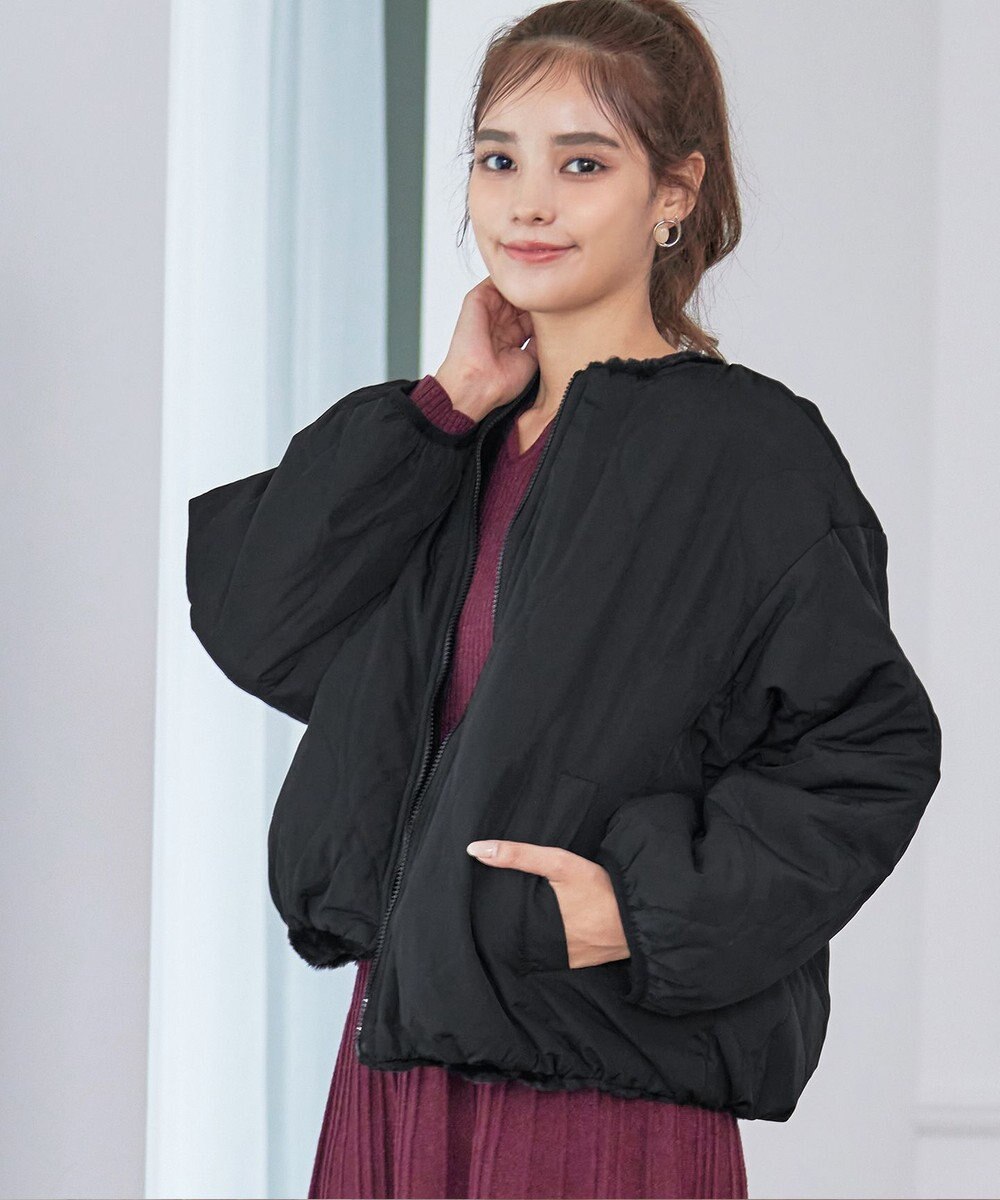 Tiaclasse 【リバーシブル】キルティングエコファー2WAYブルゾン 