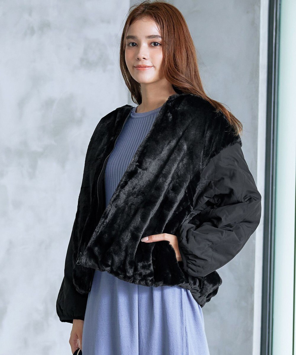 Tiaclasse 【リバーシブル】キルティングエコファー2WAYブルゾン 