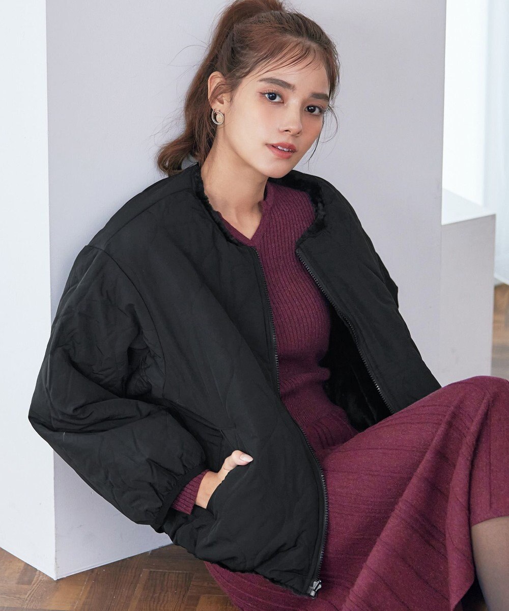 Tiaclasse 【リバーシブル】キルティングエコファー2WAYブルゾン 