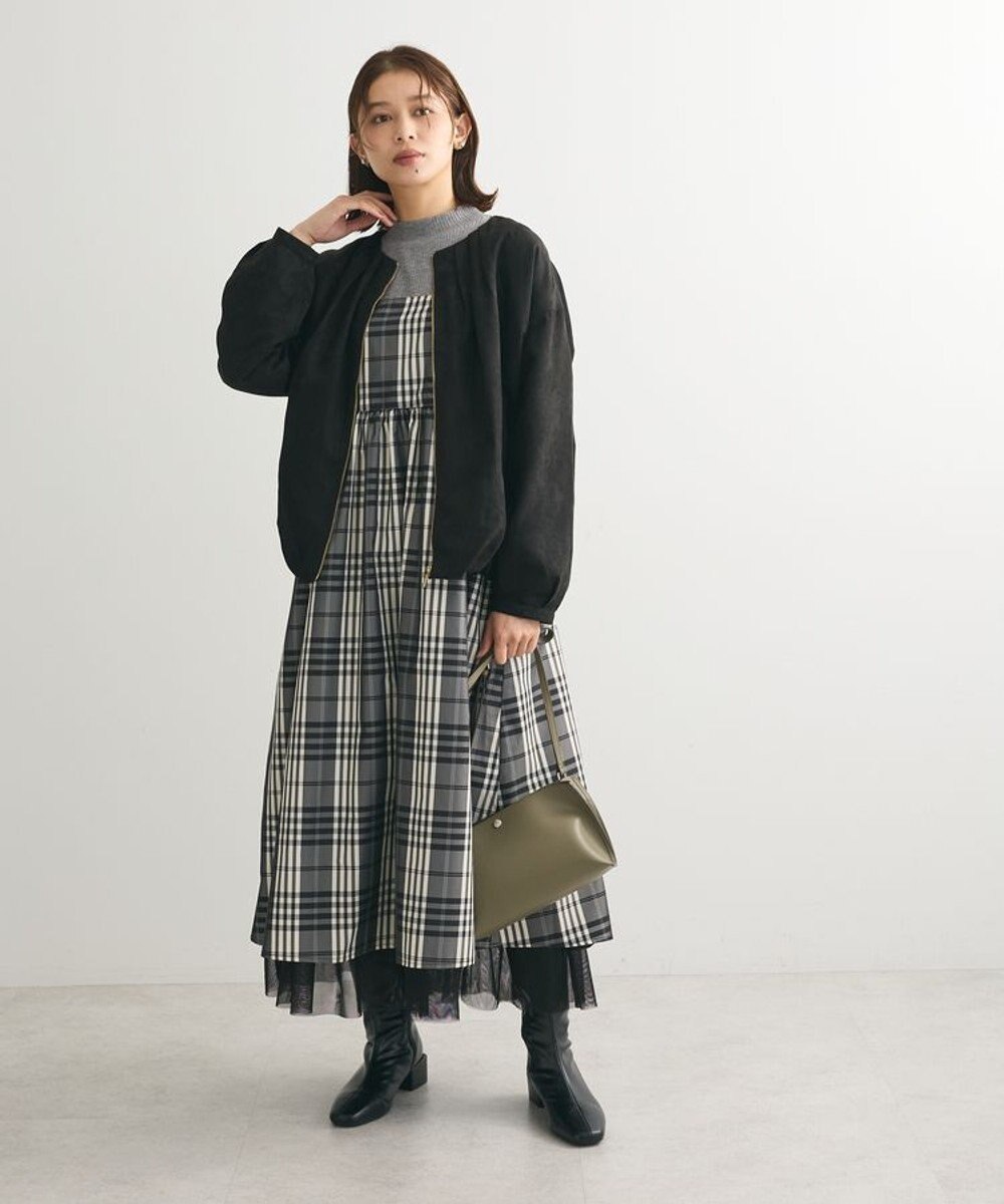 Green Parks ノーカラータックスウェード調ブルゾン 