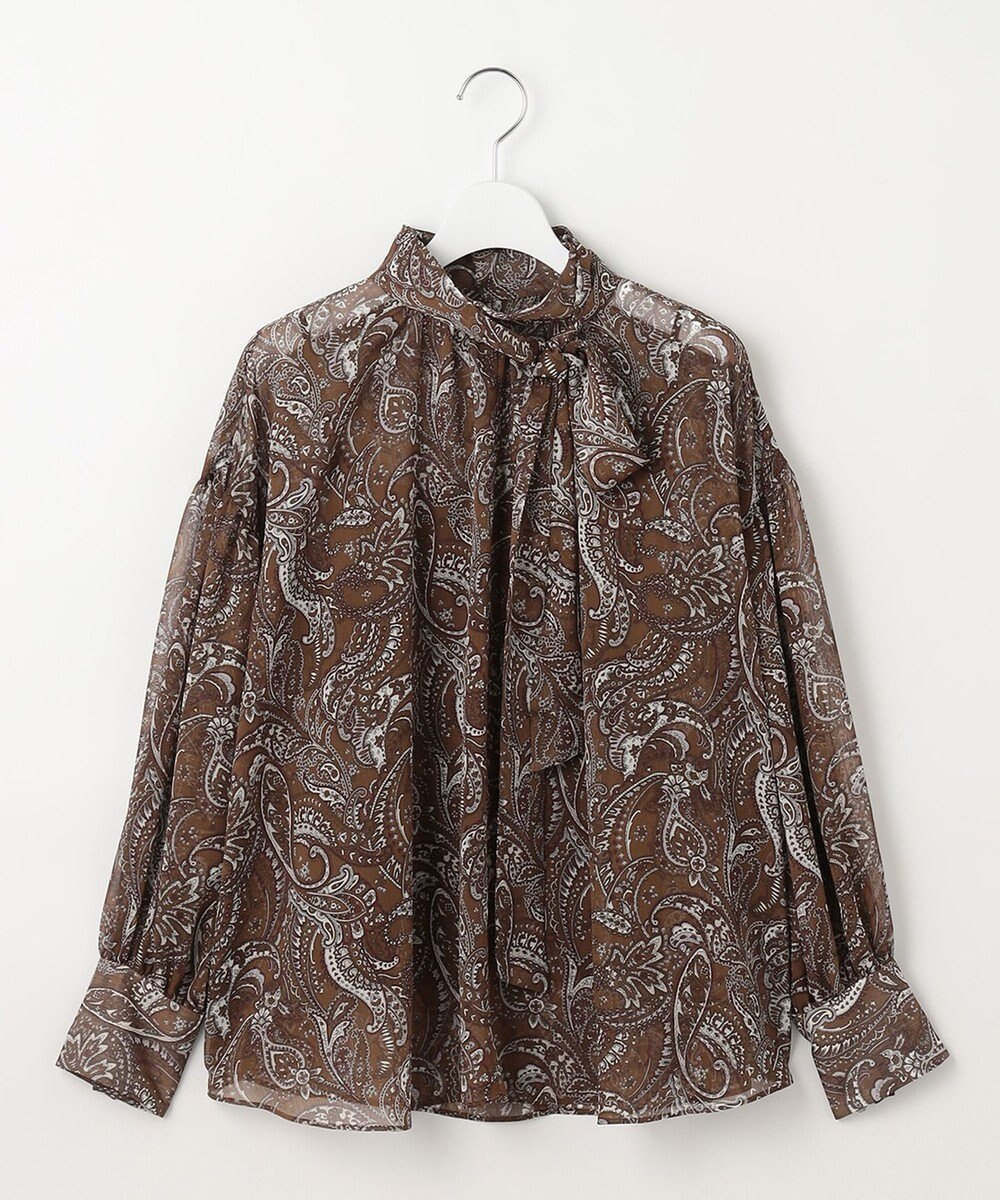自由区 ペイズリープリントボウタイ ブラウス 